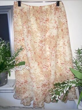 floral flowy midi skirt